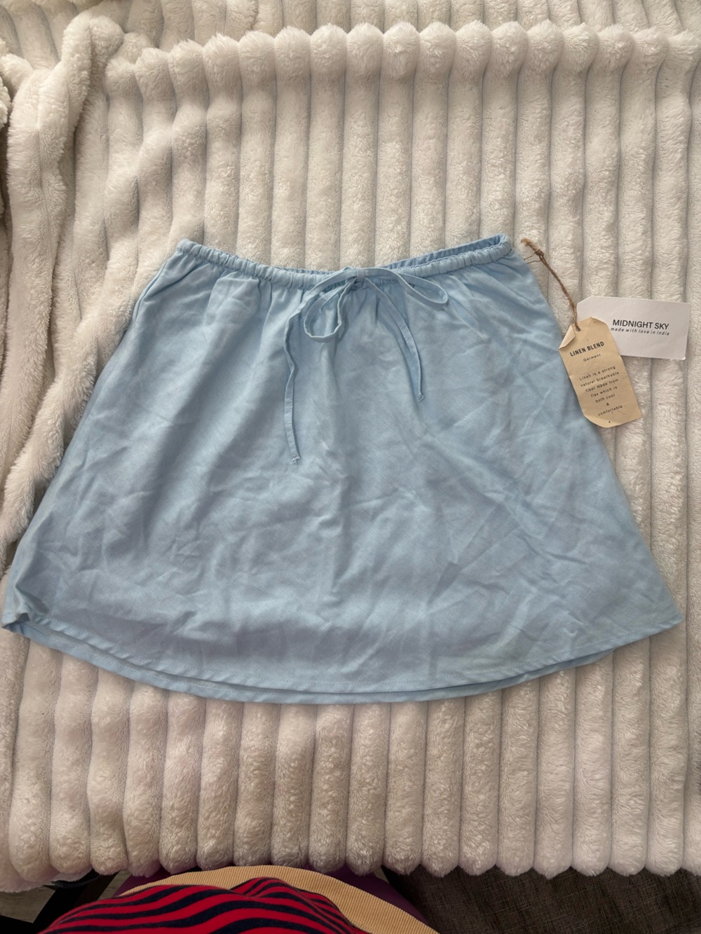 Midnight Sky Light Blue Drawstring Mini Skirt
